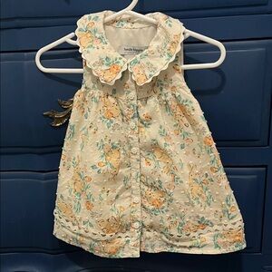Haute Hippie Floral Baby Dress with Ruffled Collar